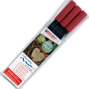 ■ edding 1255 - Calligraphy Wallet of 3 Crimson Lake Pens (sizes 2.0,3.5,5.0)