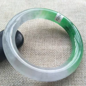 10% OFF- 57/58/59mm Certified Natural Green White Jadeite Emerald A*Jade HandCarved Lucky Round Bracelet Bangle F204