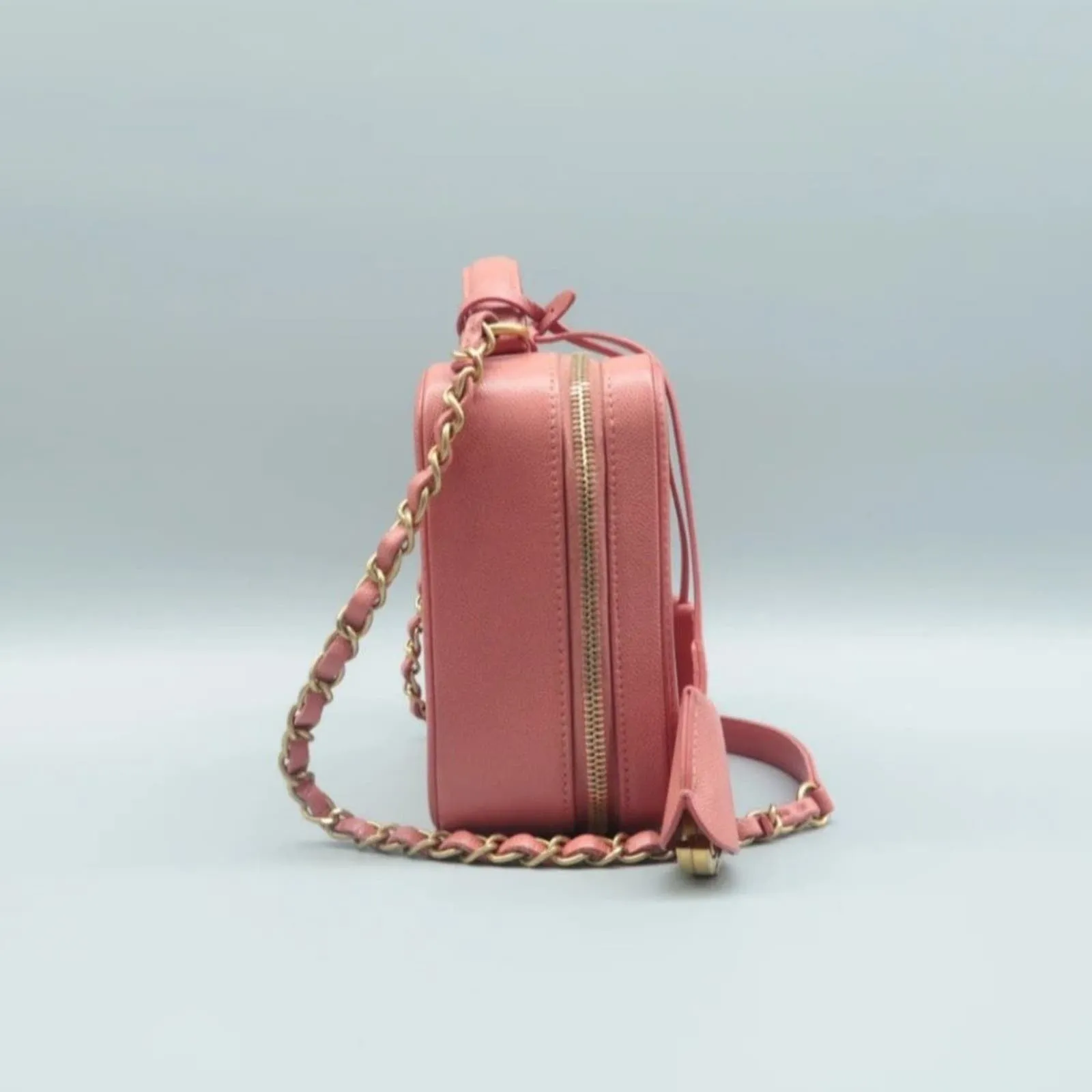 100% Authentic CHANEL Vanity Case Pink Leather Shoulder Bag