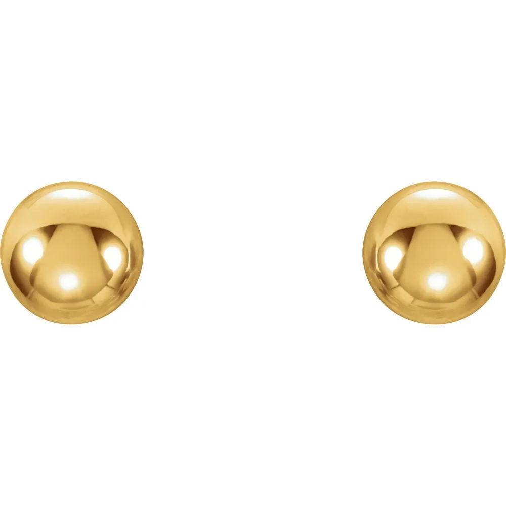 14k Yellow Gold 4mm Youth Ball Stud Earrings