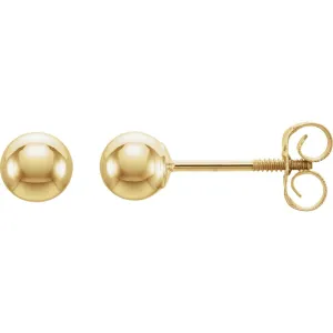14k Yellow Gold 4mm Youth Ball Stud Earrings