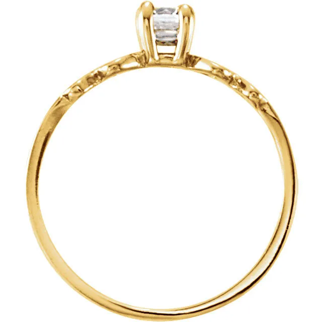 14k Yellow Gold Cubic Zirconia Youth Ring Size 3