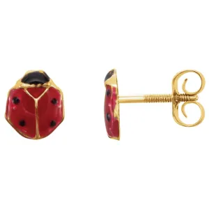 14k Yellow Gold Ladybug Youth Earrings