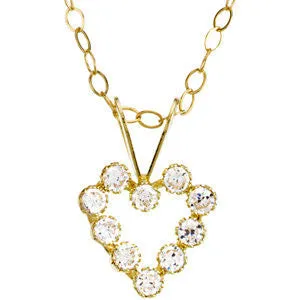 14k Yellow Gold Youth Cubic Zirconia 15" Necklace