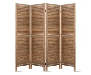 4 Panel Foldable Wooden Room Divider - Brown