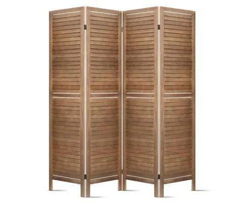 4 Panel Foldable Wooden Room Divider - Brown
