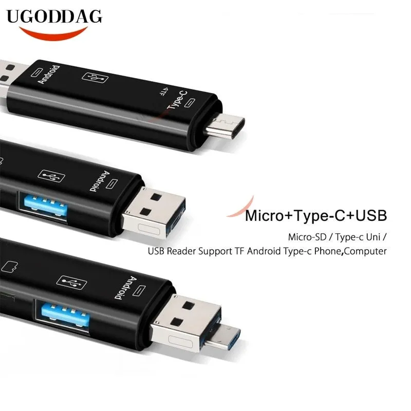 5 in 1 Multifunction USB 3.0 Type C USB Micro USB SD Tf Memory Card Reader OTG Card Reader Adapter Mobile Phone PC Accessories
