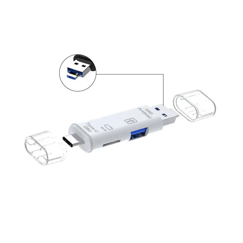 5 in 1 Multifunction USB 3.0 Type C USB Micro USB SD Tf Memory Card Reader OTG Card Reader Adapter Mobile Phone PC Accessories