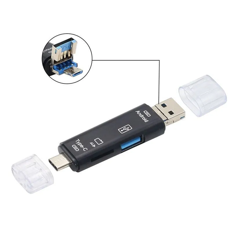 5 in 1 Multifunction USB 3.0 Type C USB Micro USB SD Tf Memory Card Reader OTG Card Reader Adapter Mobile Phone PC Accessories