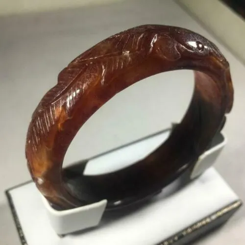 53/54/55mm Certified Natural Red Jadeite Emerald A Jade HandCarved Dragon Bracelet Bangle GX3146 with Gift Box