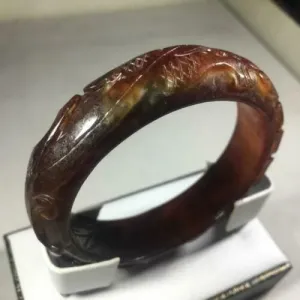 53/54/55mm Certified Natural Red Jadeite Emerald A Jade HandCarved Dragon Bracelet Bangle GX3146 with Gift Box