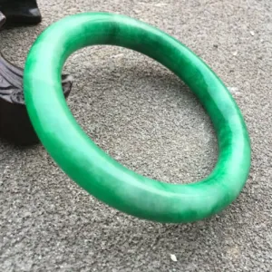 58-60mm Certified Natural Green Jadeite Emerald A Jade HandCarved Round Bracelet Bangle GX3737 with Gift Box