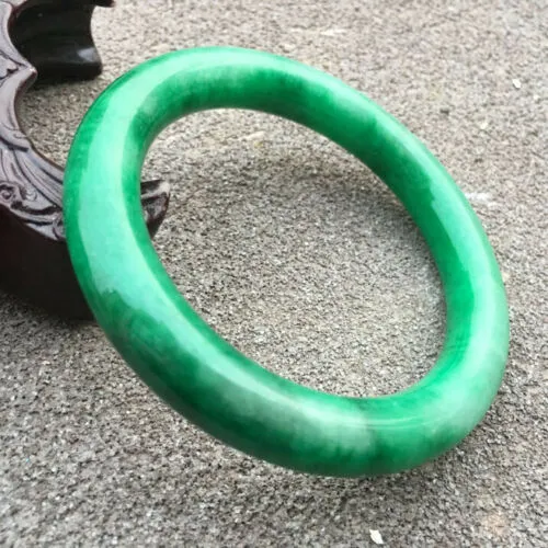 58-60mm Certified Natural Green Jadeite Emerald A Jade HandCarved Round Bracelet Bangle GX3737 with Gift Box