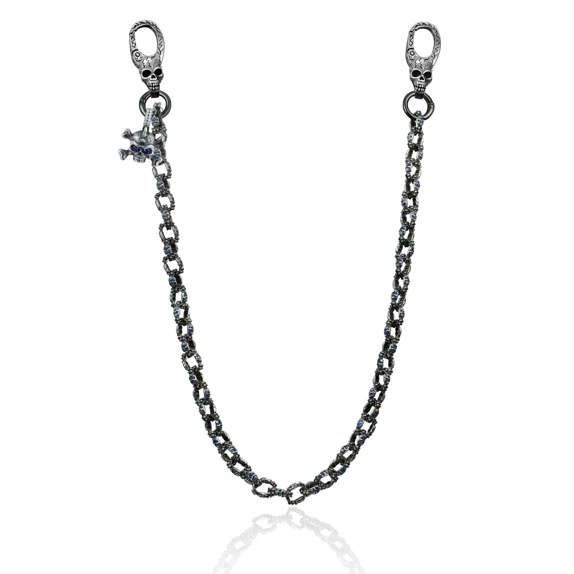 Aporro X Double-Sided Skull Link Necklace & Wallet Chain
