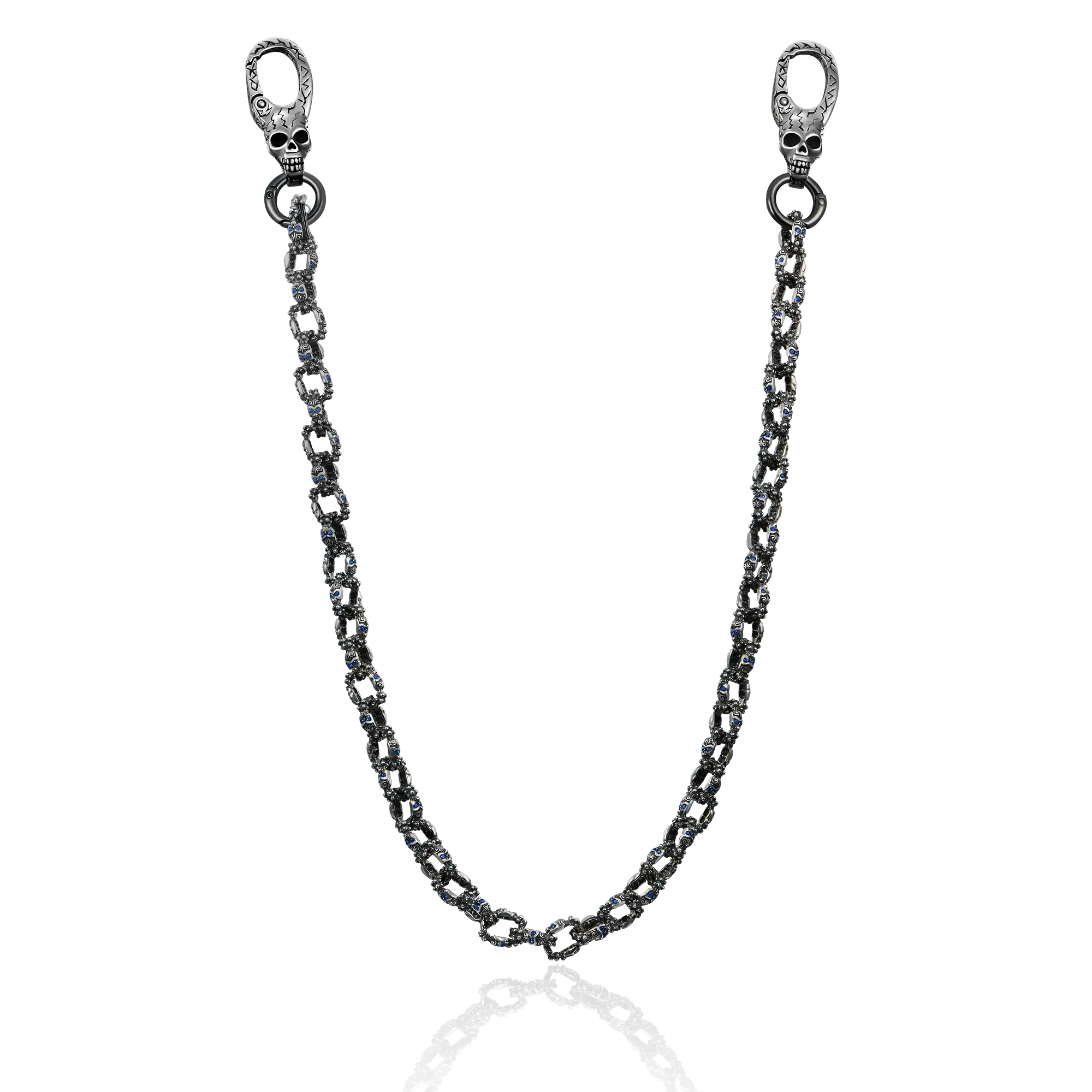 Aporro X Double-Sided Skull Link Necklace & Wallet Chain