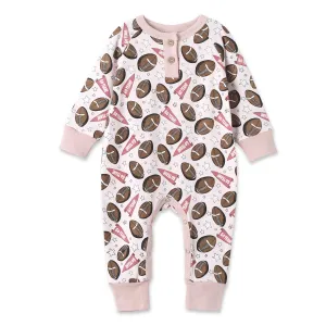 Baby Girl's Go Team Bamboo Henley Romper