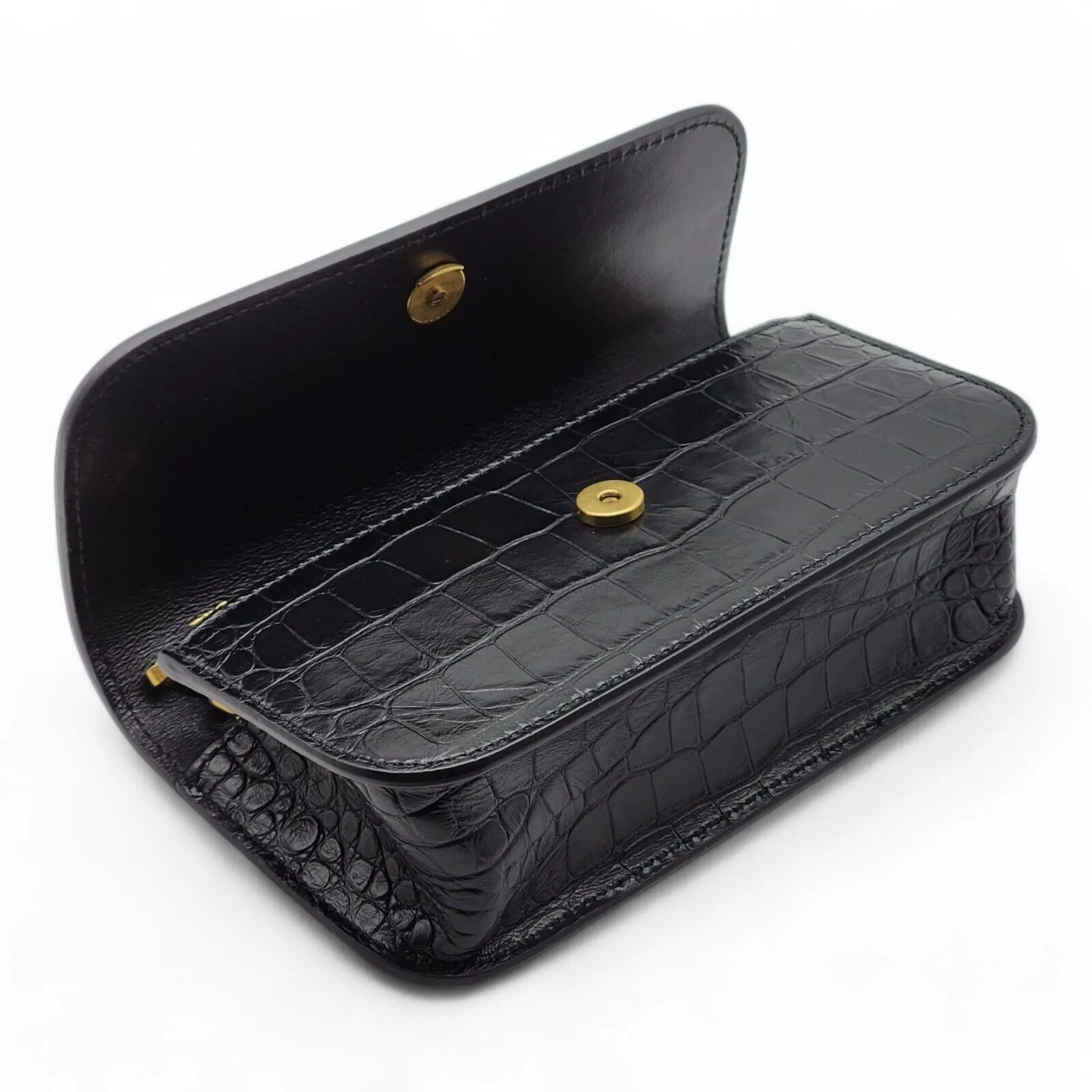 Balenciaga Gossip Wallet On Chain WOC Bag - Croc Embossed Calf Leather - Black