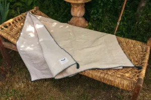 Bed Cover: Organic handwoven antique hemp, hand stitched edging - BC05