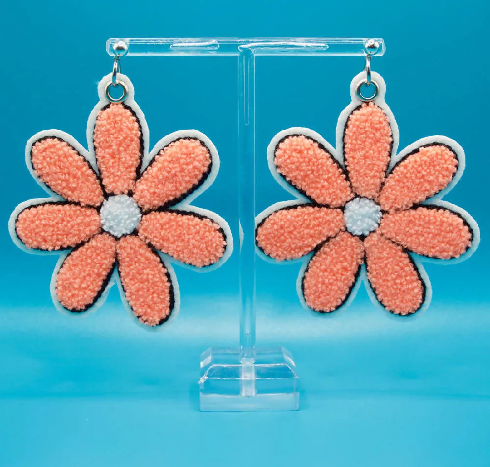 Big Flower Embroidered Earrings