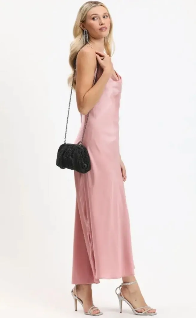 Black Crystal Rhinestone Clutch Bag