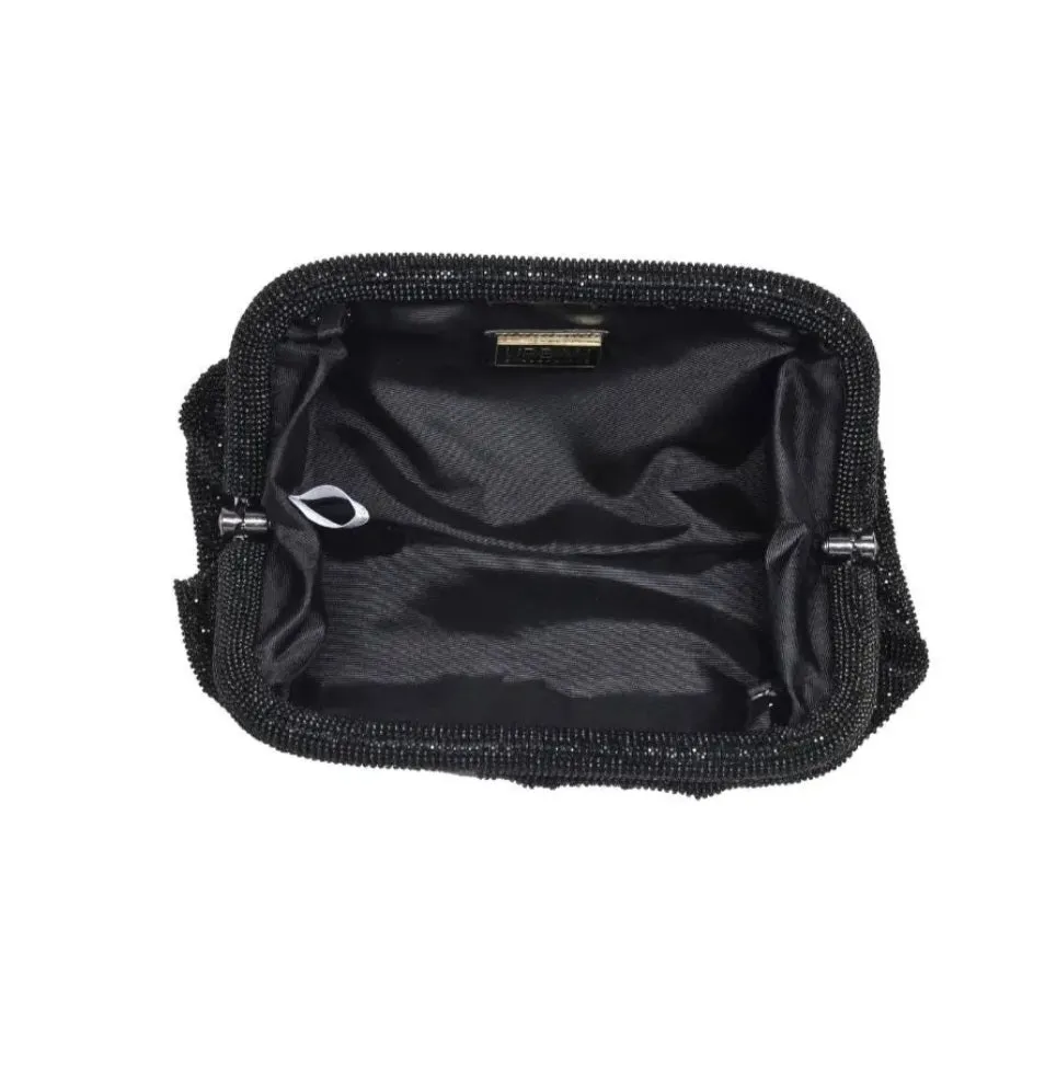 Black Crystal Rhinestone Clutch Bag