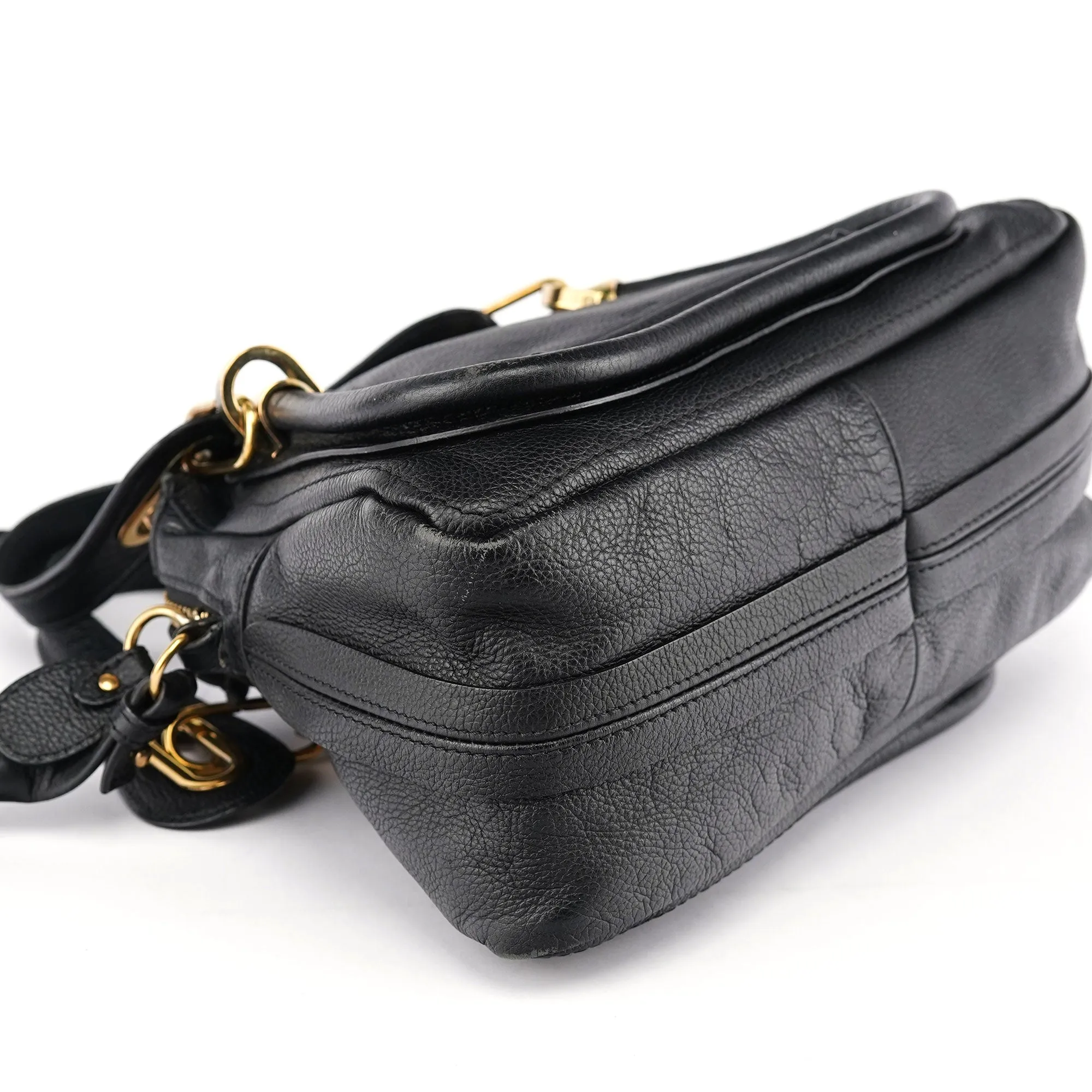 Black Leather Paraty 2-Way Shoulder Bag