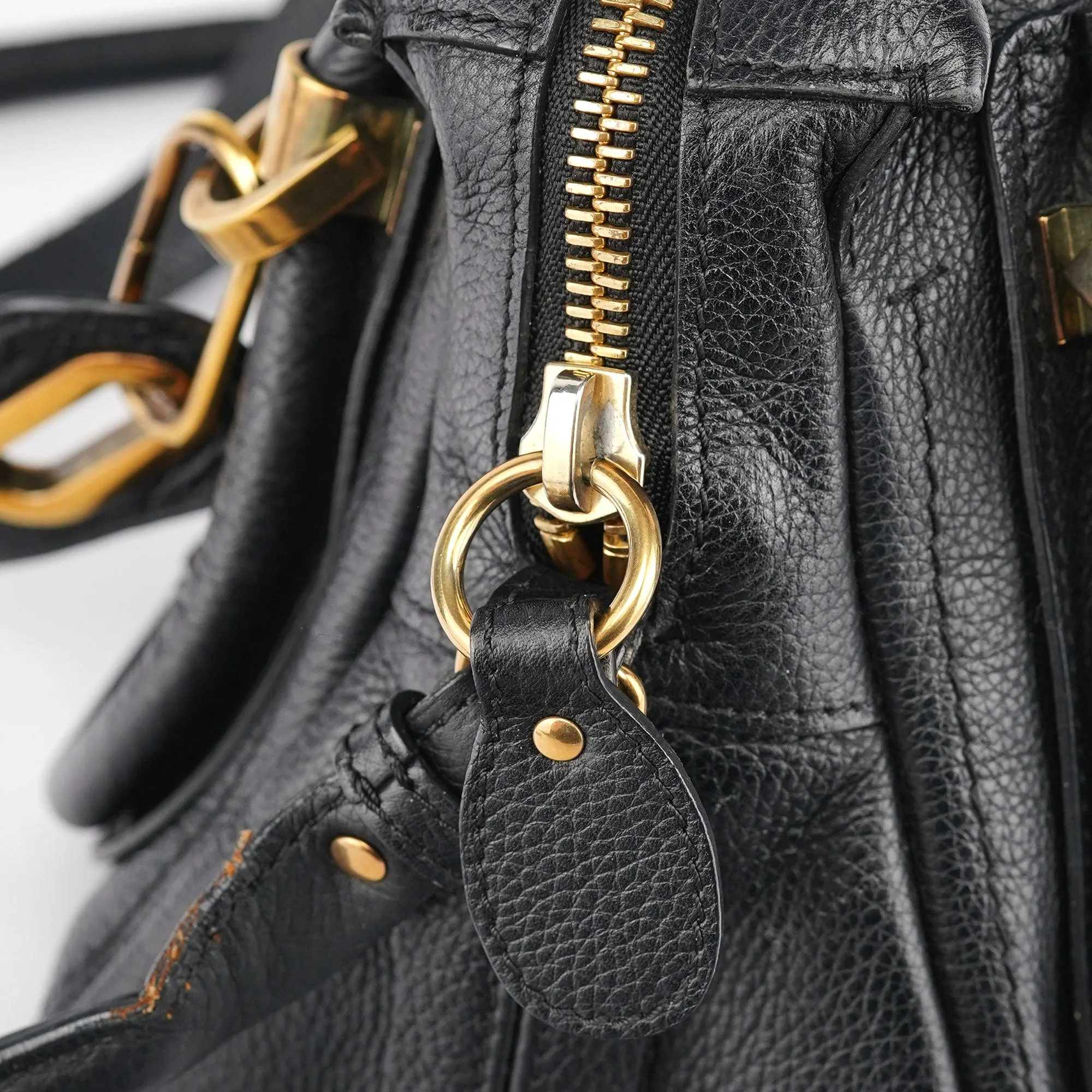 Black Leather Paraty 2-Way Shoulder Bag