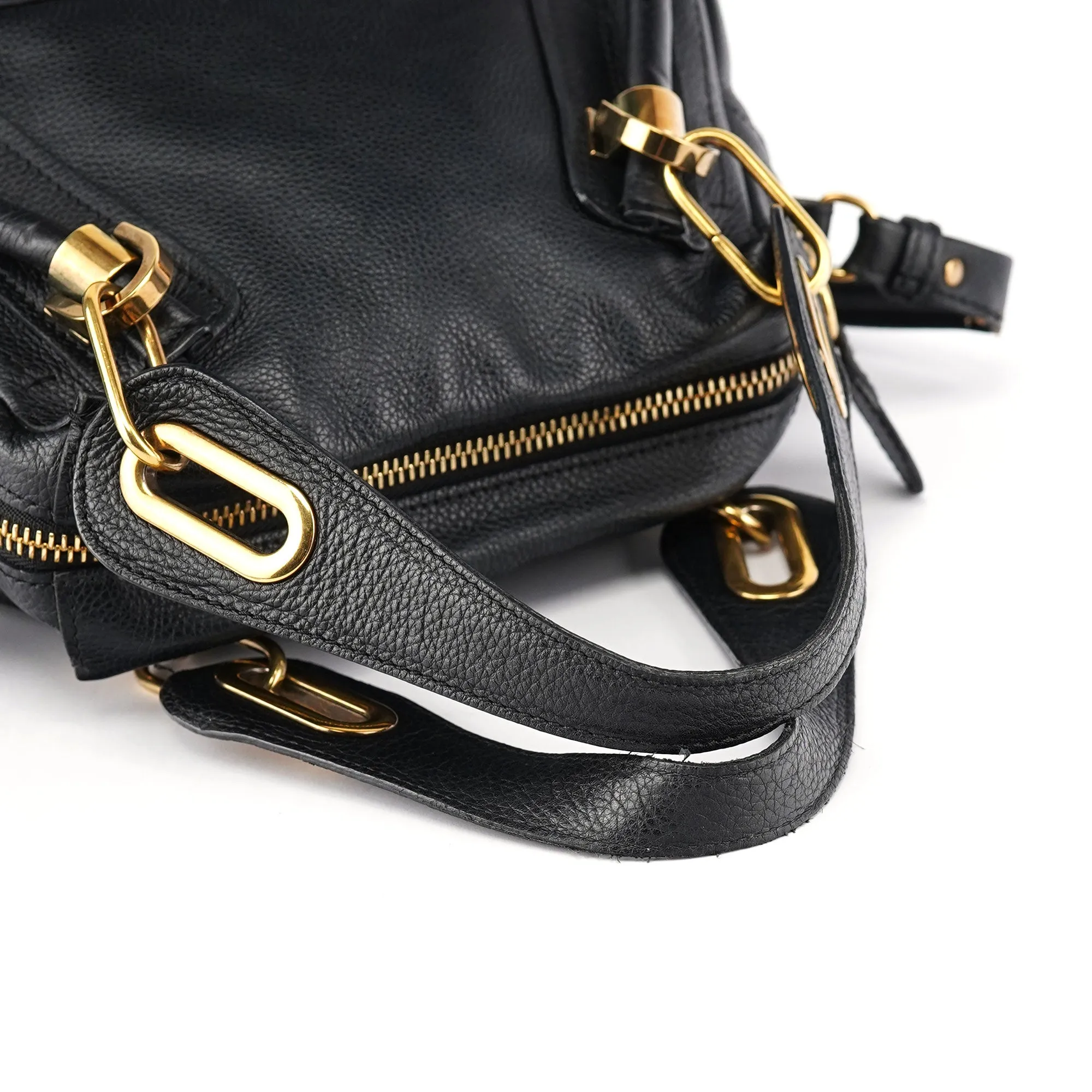 Black Leather Paraty 2-Way Shoulder Bag