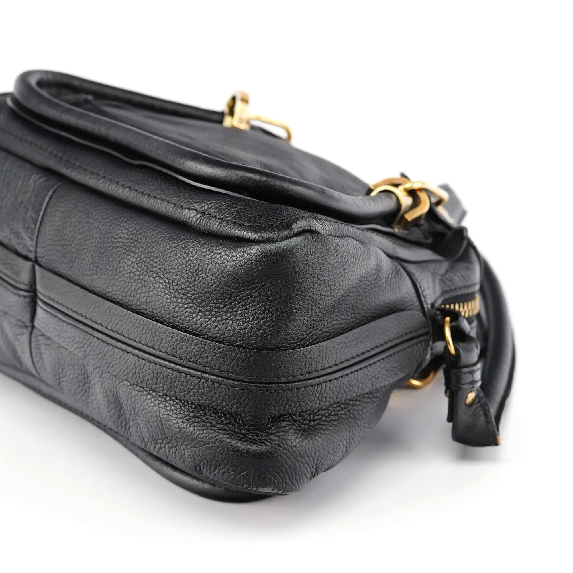 Black Leather Paraty 2-Way Shoulder Bag