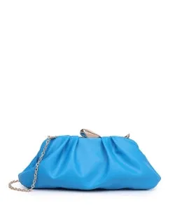 Blue Vegan Leather Clutch