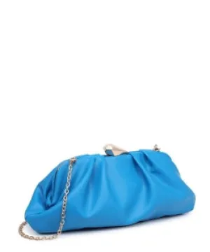 Blue Vegan Leather Clutch