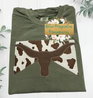 Brown Spot Steer Head Applique Tee-Wholesale