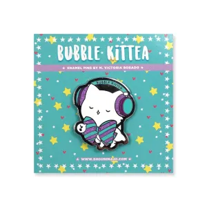 Bubble Kittea Headphones Enamel Pin