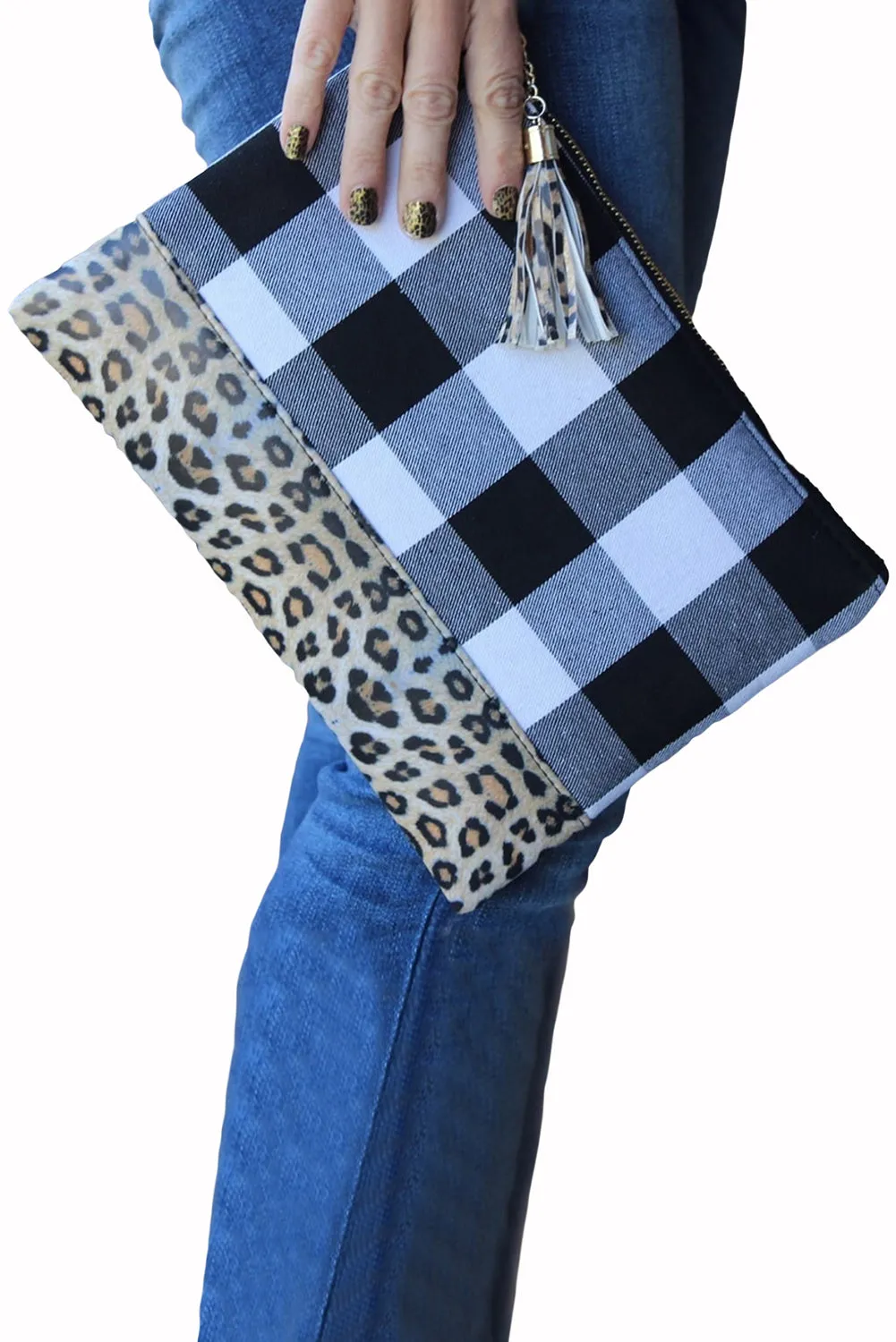 Buffalo and Leopard Clutch Bag