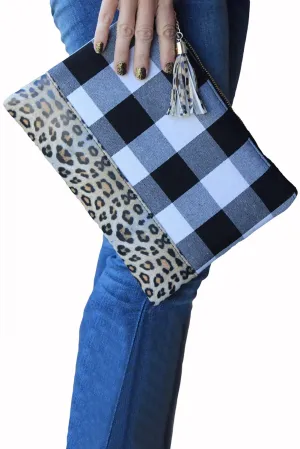 Buffalo and Leopard Clutch Bag