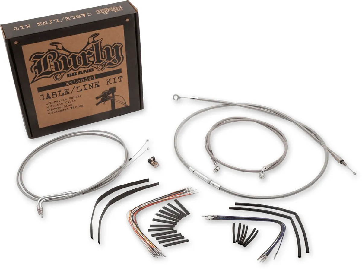 Burly Brand B30-1013 Extended Cable/Brake Line Kit for 16in. Ape Handlebars - Black Vinyl