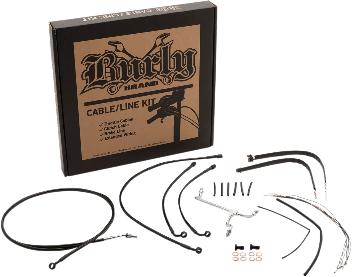 Burly Brand B30-1013 Extended Cable/Brake Line Kit for 16in. Ape Handlebars - Black Vinyl