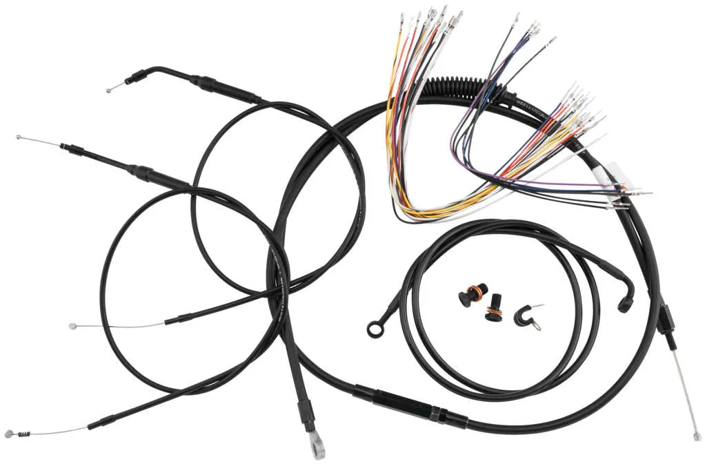 Burly Brand B30-1042 Extended Cable/Brake Line Kit for 12in. Ape Handlebars - Black Vinyl