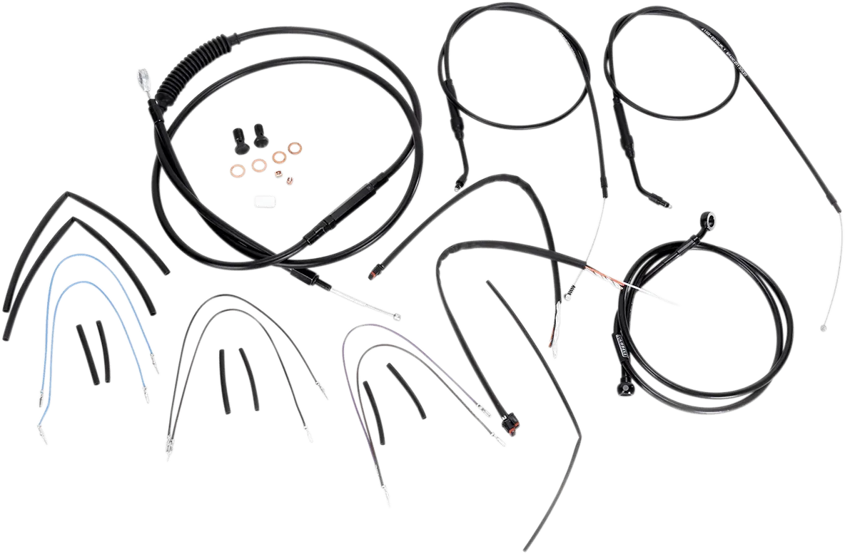 Burly Brand B30-1068 Extended Cable/Brake Line Kit for 14in. Ape Handlebars - Black Vinyl