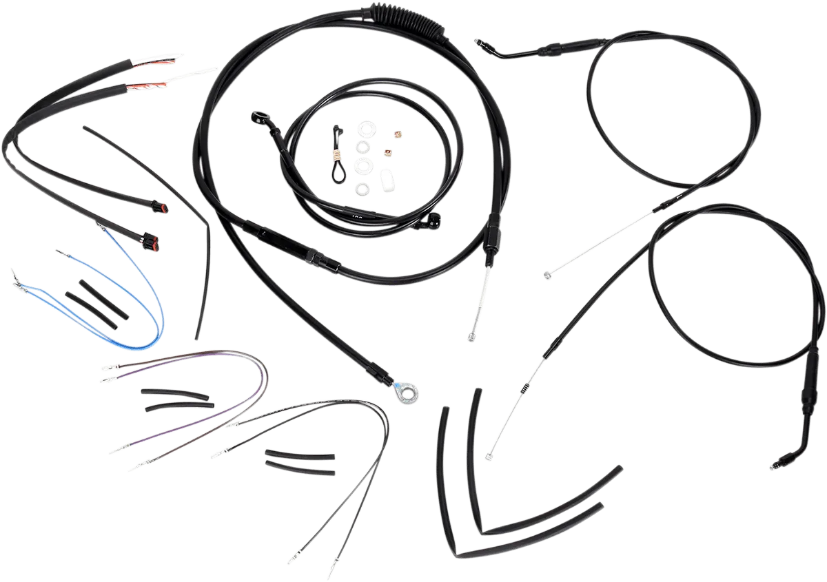 Burly Brand B30-1068 Extended Cable/Brake Line Kit for 14in. Ape Handlebars - Black Vinyl