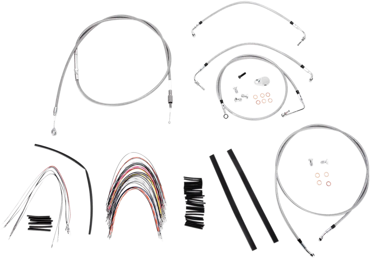Burly Brand B30-1095 Extended Cable/Brake Line Kit for 16in. Gorilla Handlebars - Stainless Steel
