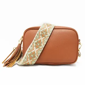 Camel camera crossbody