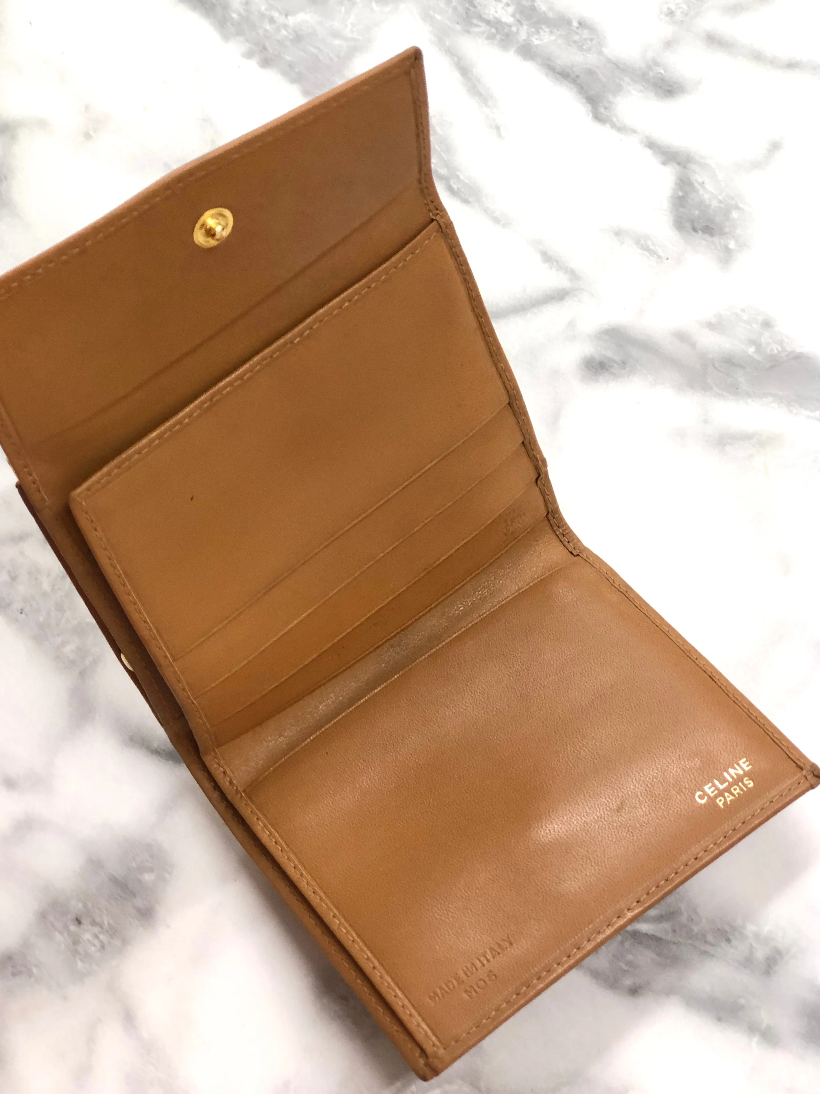 CELINE Macadam Blason Metal Clasp Wallet Brown Vintage 6z8bzg