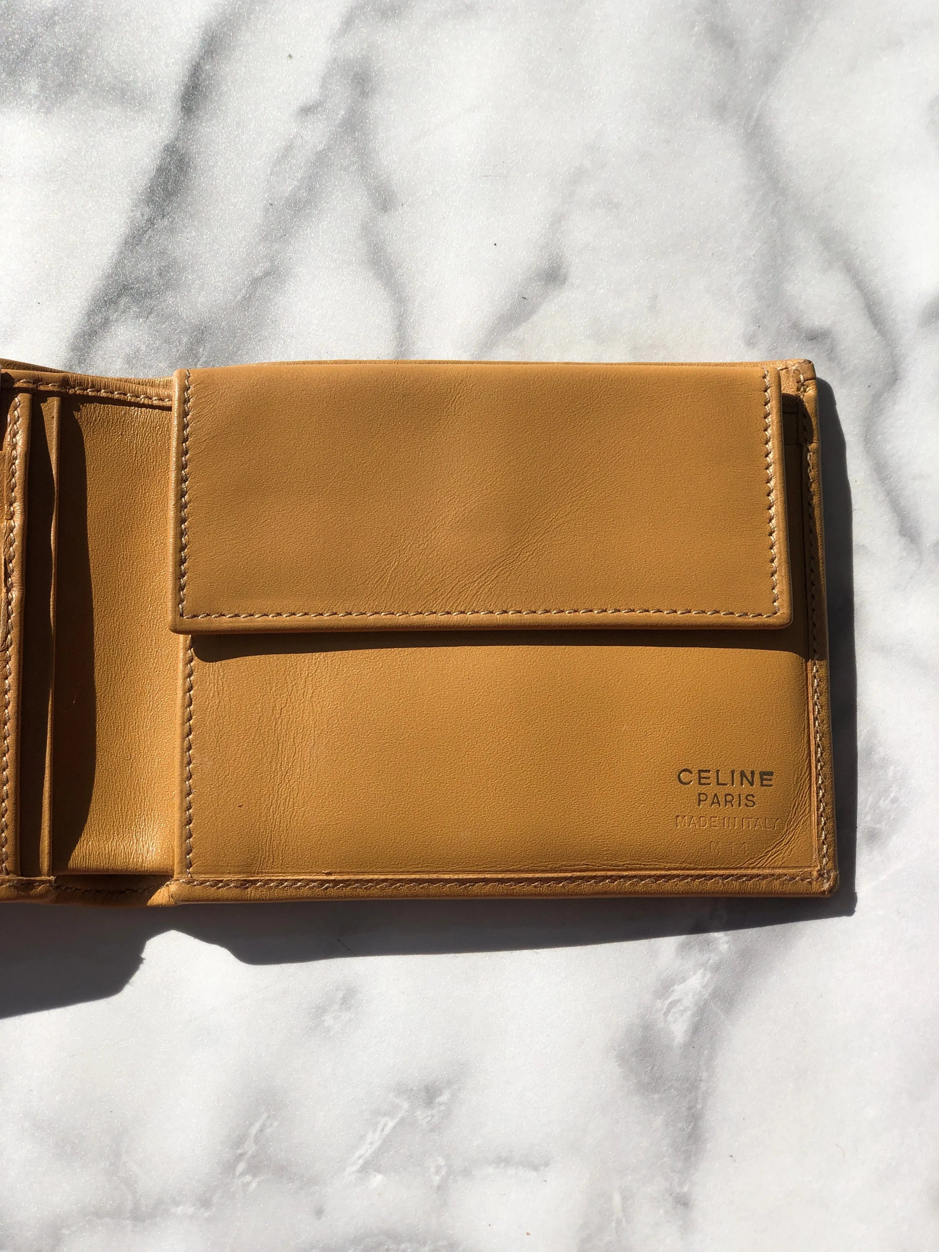 CELINE Macadam Folded Wallet Brown Vintage rgertf