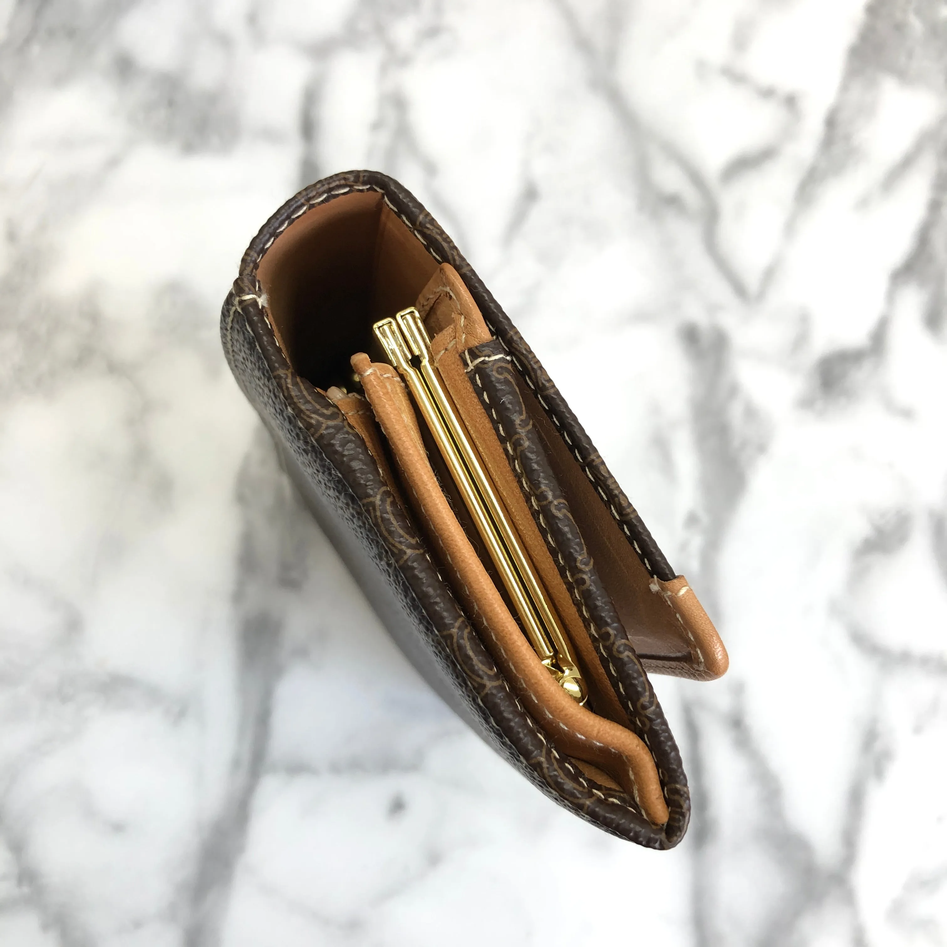 CELINE Macadam logo embossed long wallet purse brown Accessory Vintage Old celine jsrhnc