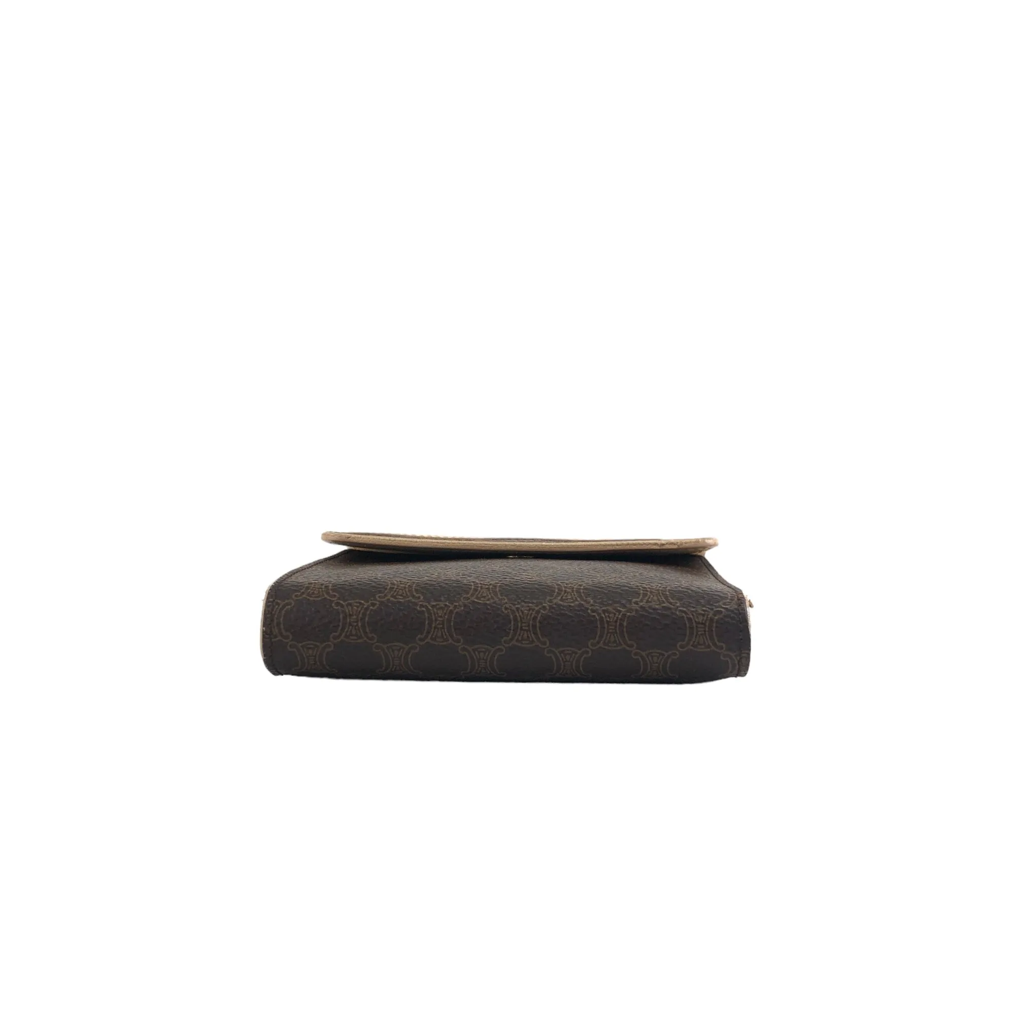 CELINE Macadam Logo Folded Wallet Brown Vintage b55fgb