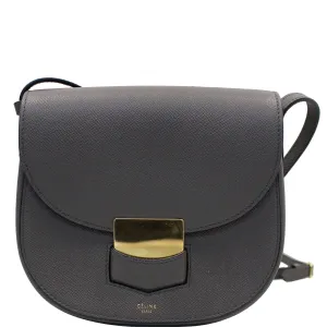 CELINE Trotteur Small Grained Calfskin Leather Shoulder Bag Grey