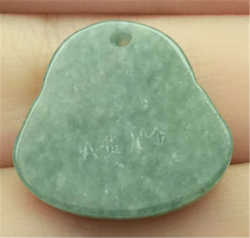 Certified Natural Gold & Icy Jadeite Emerald A*Jade HandCarved Tablet Happy Buddha 佛 Pendant N6447 with Gift Box