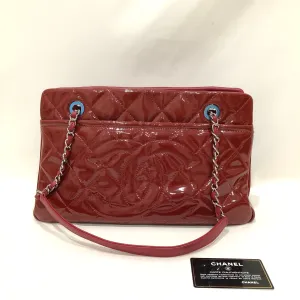 Chanel Red Patent Chain Tote Sku# 83439
