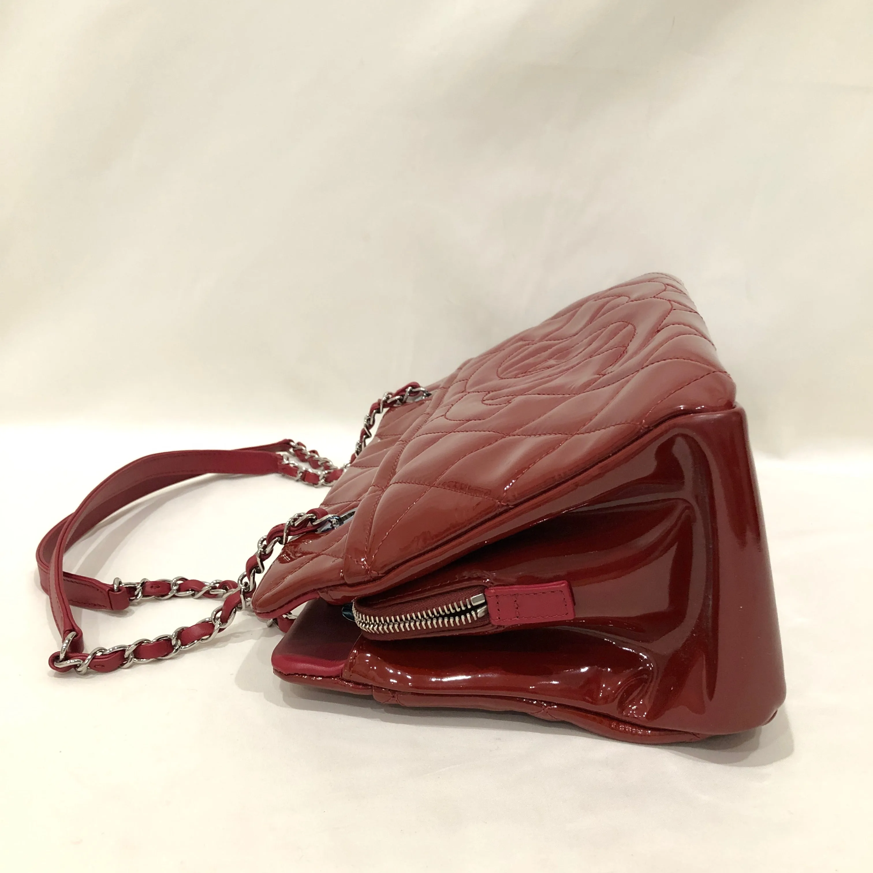 Chanel Red Patent Chain Tote Sku# 83439